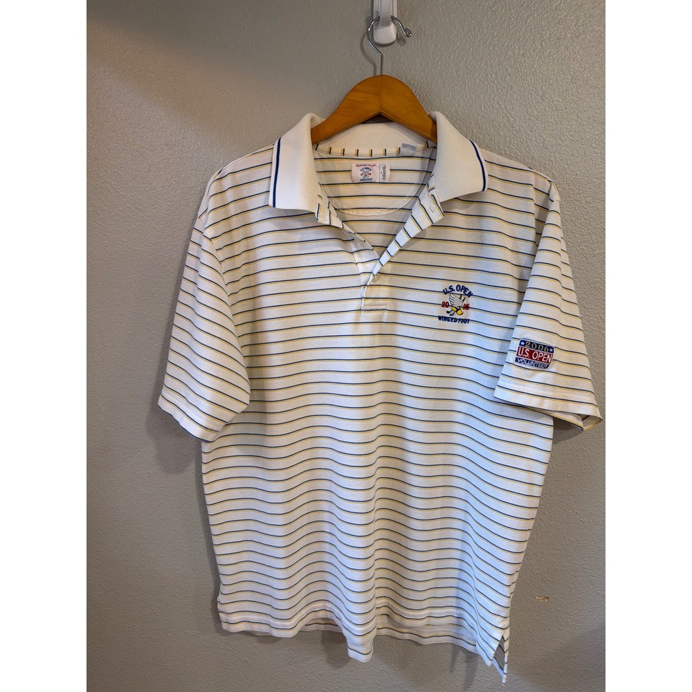 Ashworth Polo Shirt Men L 2006 U.S. Open Winged Foot Volunteer Striped Golf